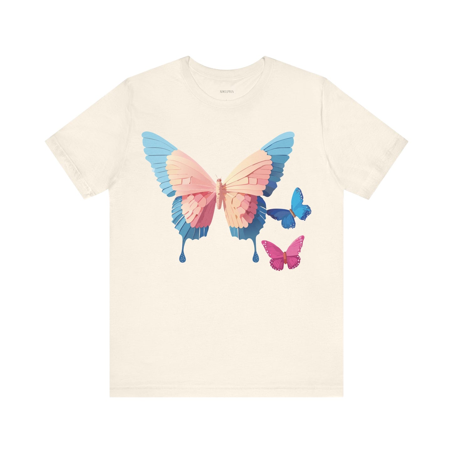 Natural Cotton Tee Shirt with Butterfly