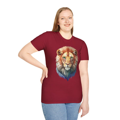 Gildan Softstyle Lion Shirt Unisex Floral Tee Animal Print Tee