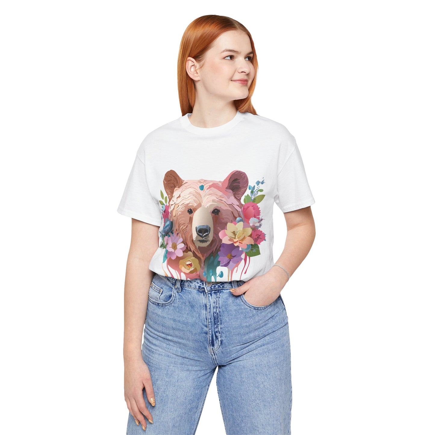 Natural Cotton Tee Shirt with Bear