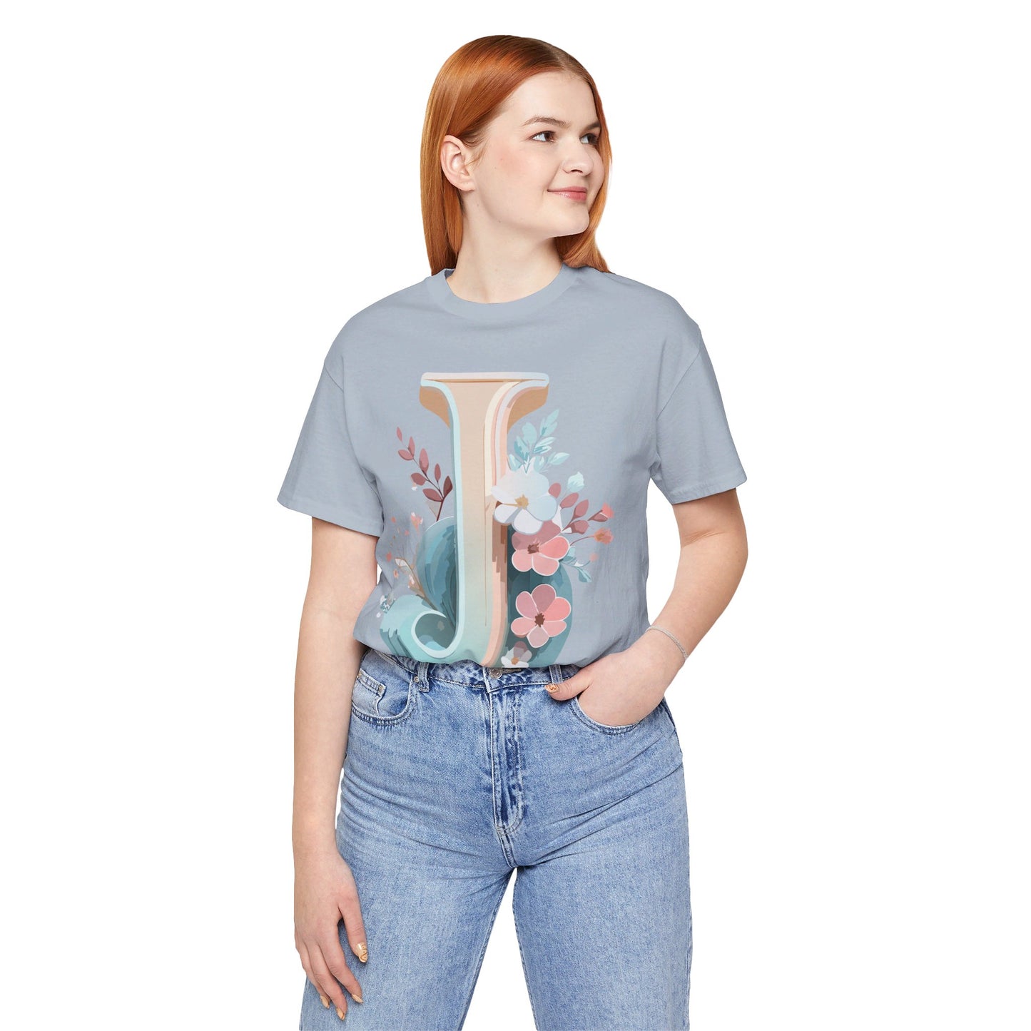 Natural Cotton Tee Shirt - Letters Collection - J