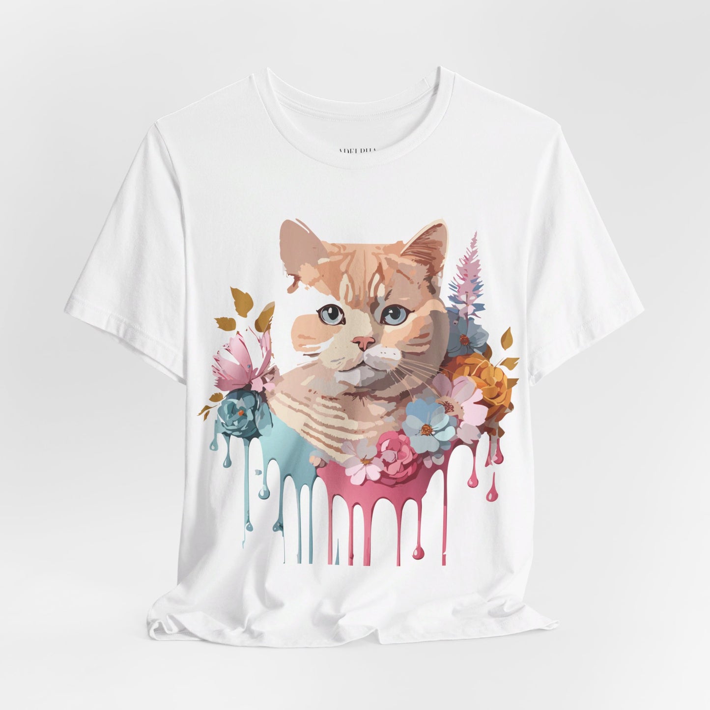 Natural Cotton Tee Shirt with Cat