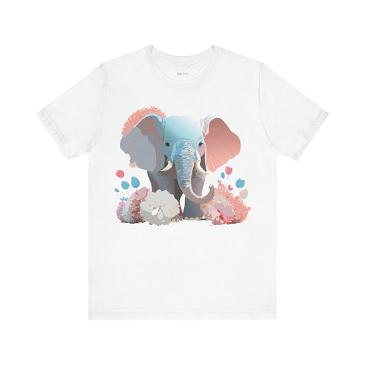 Natural Cotton Tee Shirt with Elephant