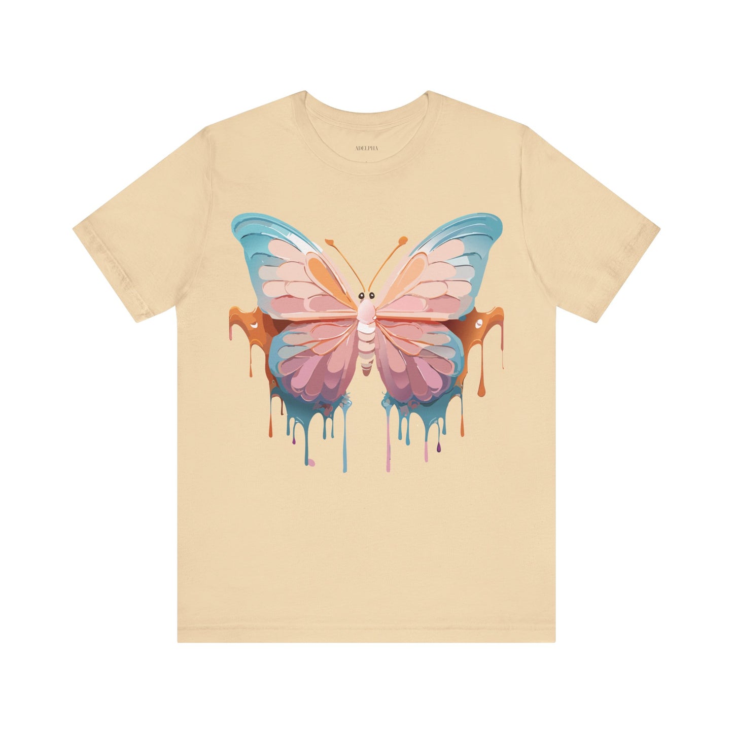 Natural Cotton Tee Shirt with Butterfly