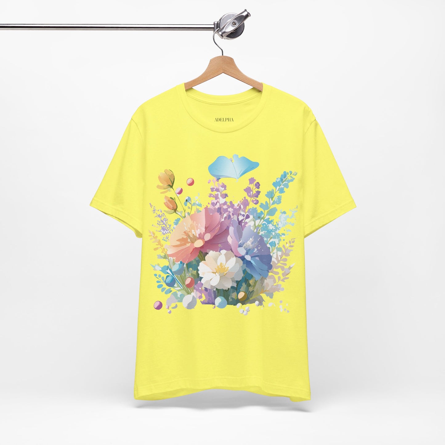 Natural Cotton Tee Shirt with Flowers