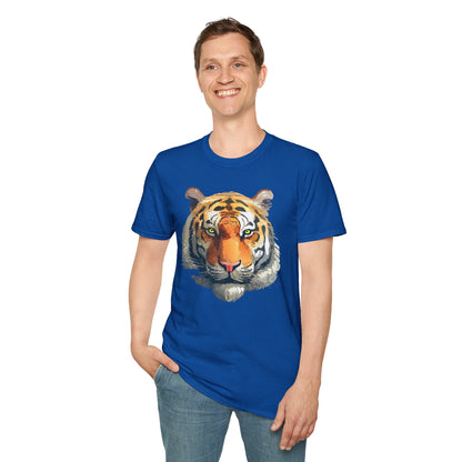 Tiger Print T Shirt Unisex Animal Tee 100 Percent Cotton Softstyle Gildan 64000
