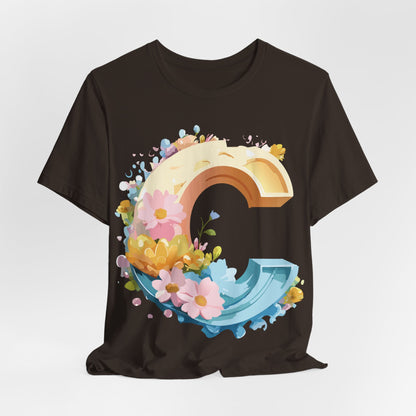 Natural Cotton Tee Shirt - Letters Collection - C Printify