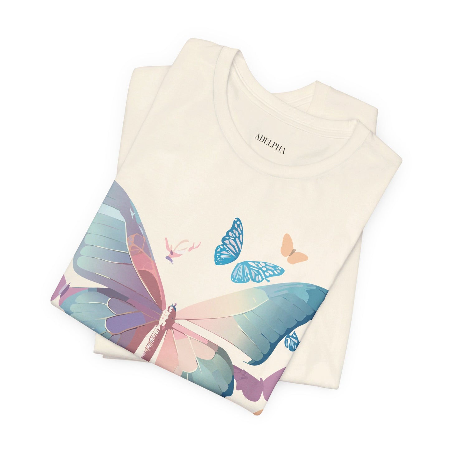 Natural Cotton Tee Shirt with Butterfly