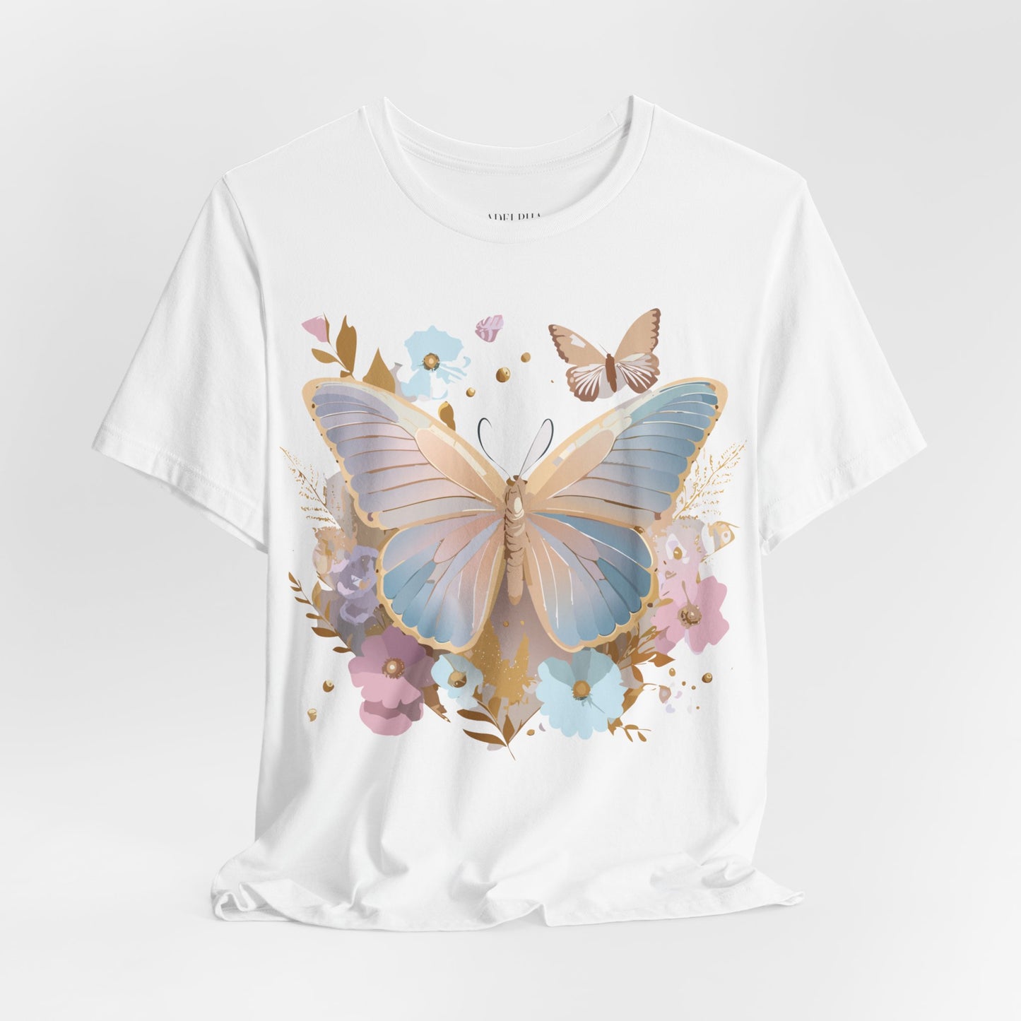 Natural Cotton Tee Shirt with Butterfly