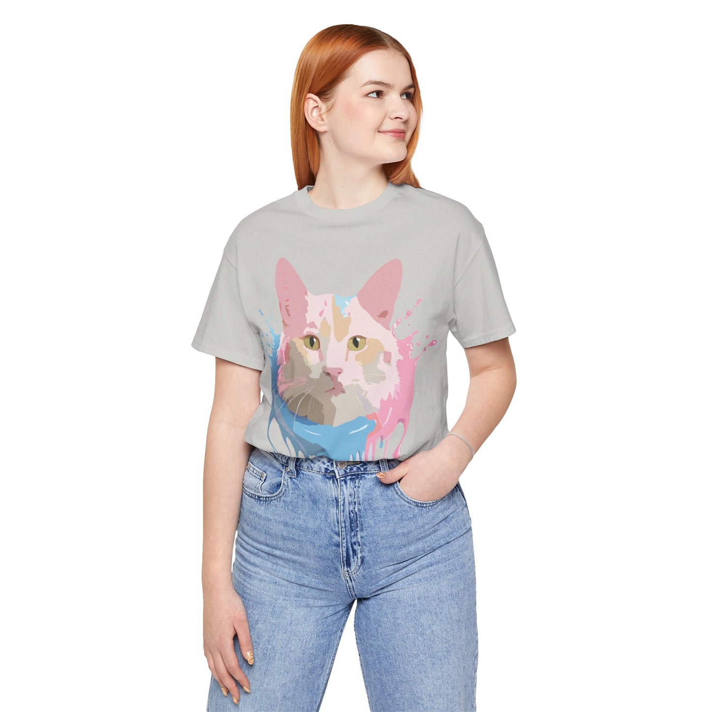 Natural Cotton Tee Shirt with Cat