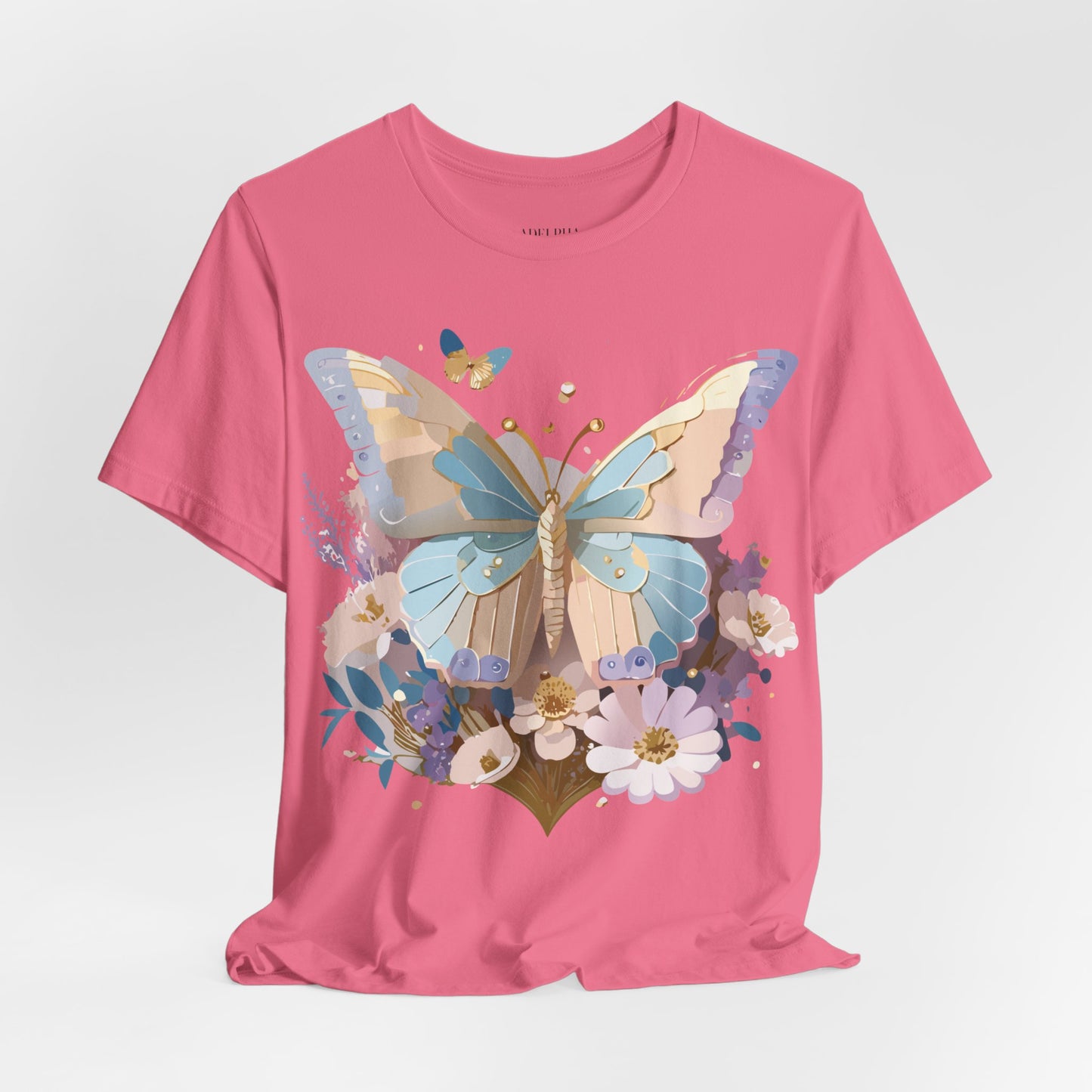 Natural Cotton Tee Shirt with Butterfly