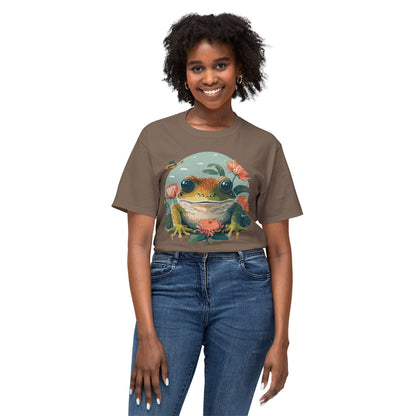 Vintage Frog Art T Shirt With Floral Full Color Print Unisex Tee