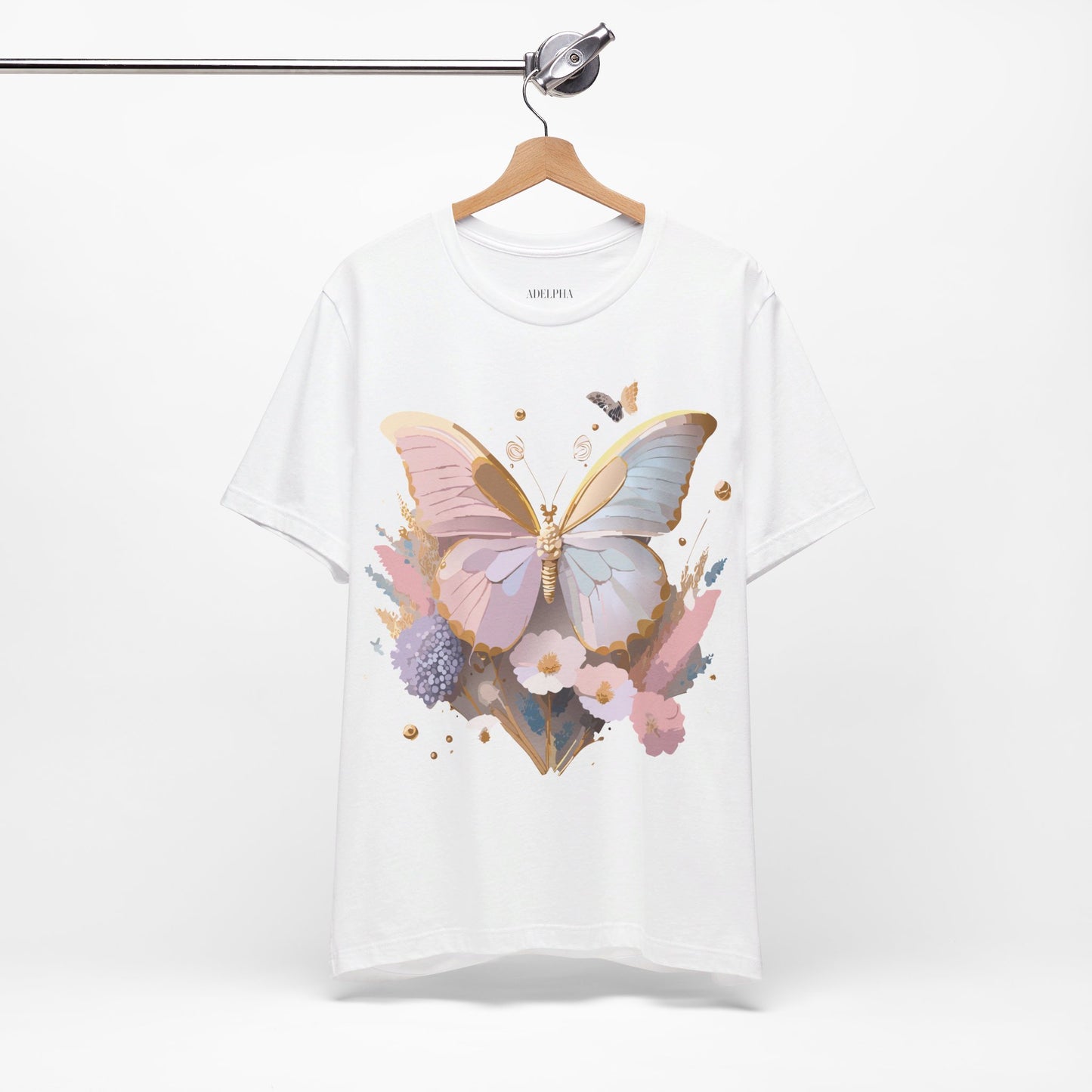 Natural Cotton Tee Shirt with Butterfly