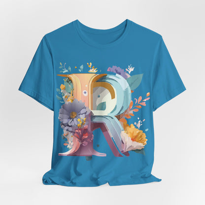 Natural Cotton Tee Shirt - Letters Collection - R Printify