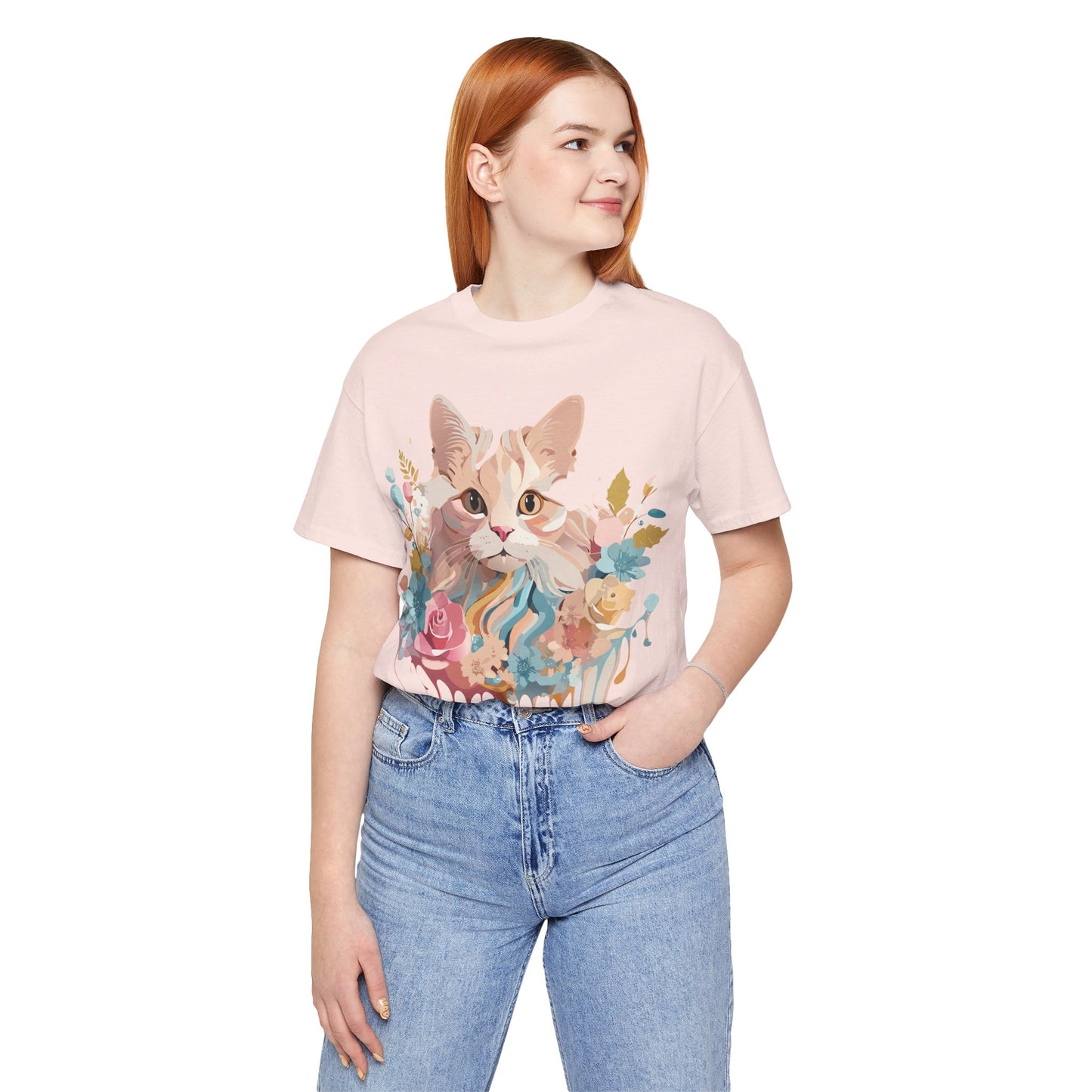 T-Shirt aus natürlicher Baumwolle mit Katze