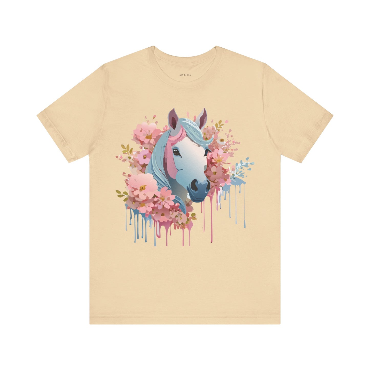 Natural Cotton Tee Shirt with Horse