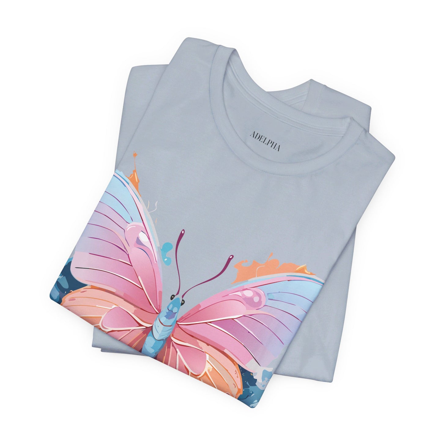 Natural Cotton Tee Shirt with Butterfly