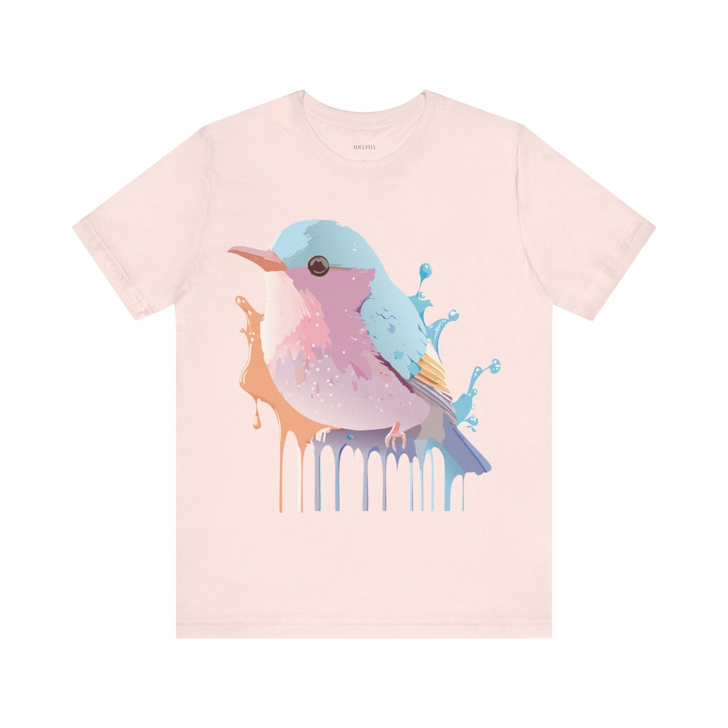 Natural Cotton Tee Shirt with Bird