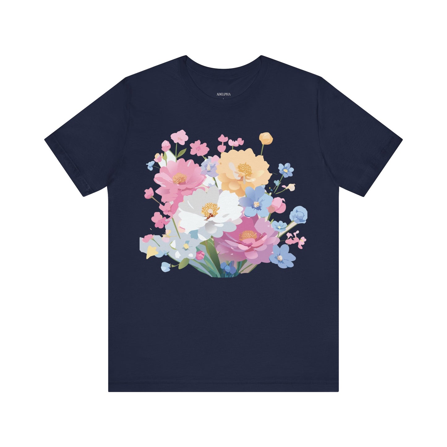 Natural Cotton Tee Shirt with Flowers