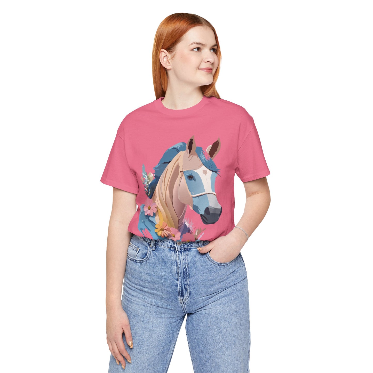 Natural Cotton Tee Shirt with Horse