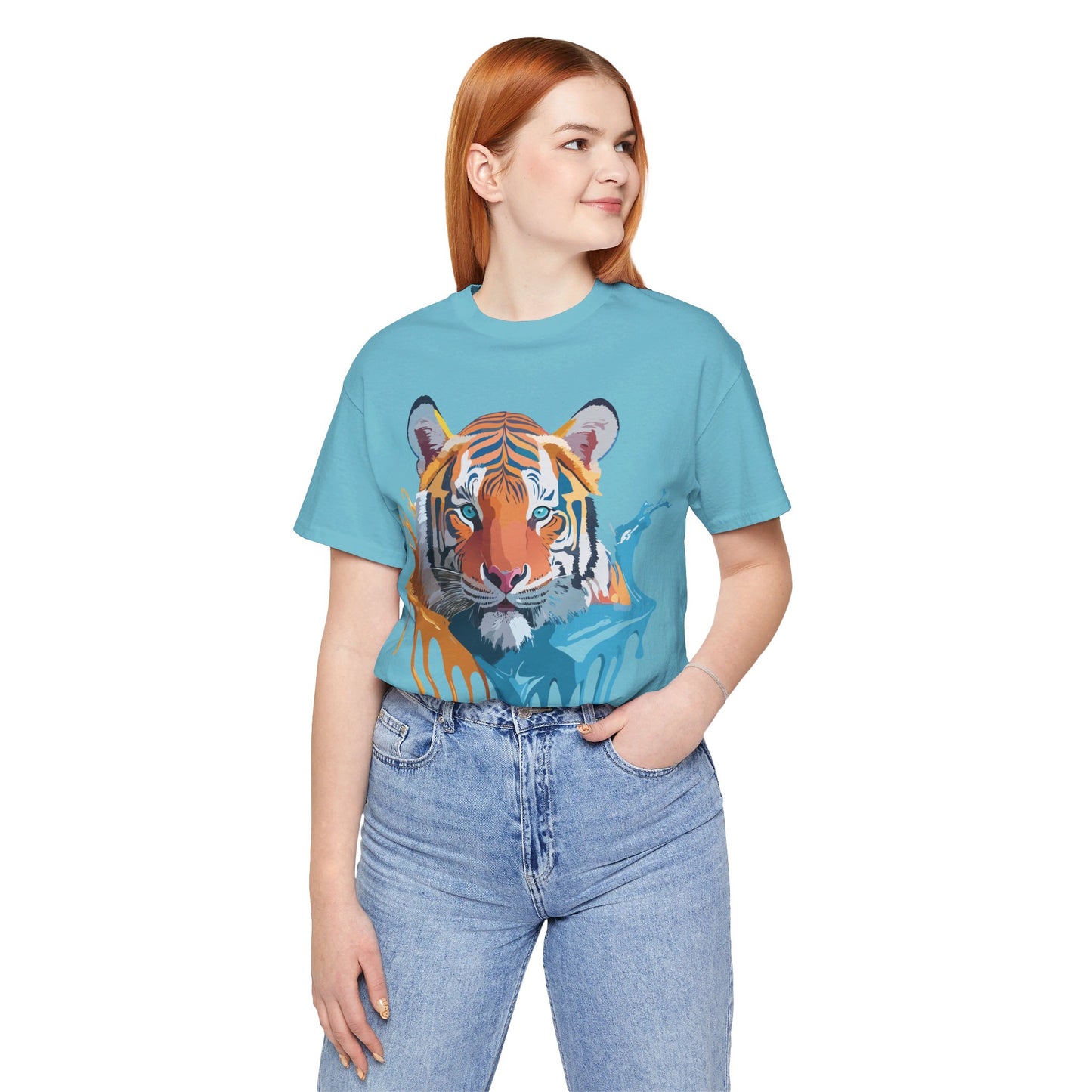 Natural Cotton Tee Shirt with Tiger