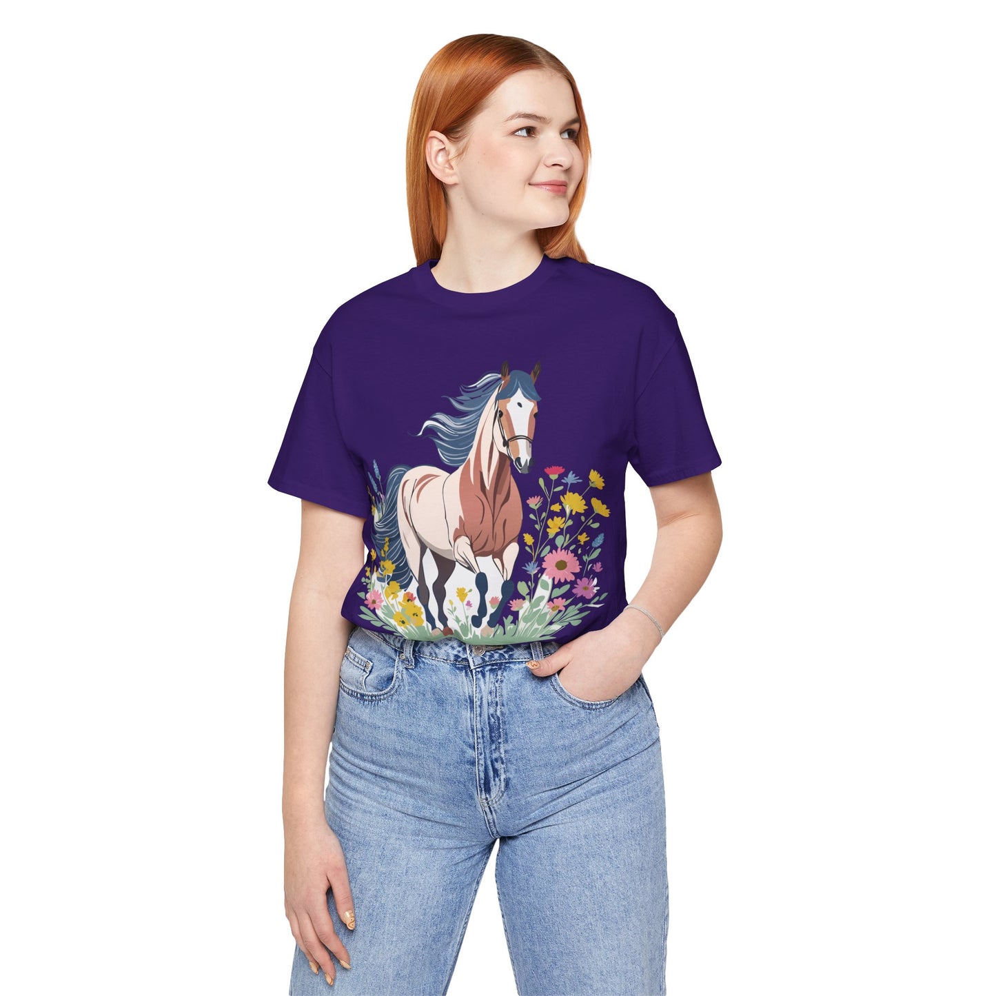 Natural Cotton Tee Shirt with Horse