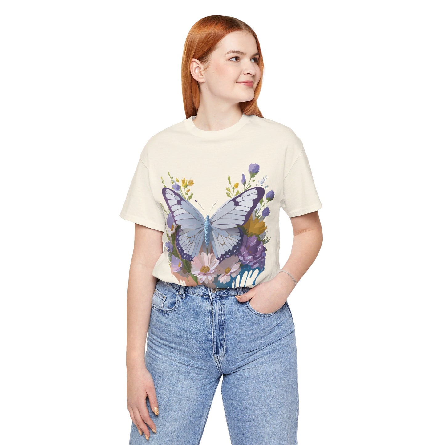 T-shirt en coton naturel avec papillon