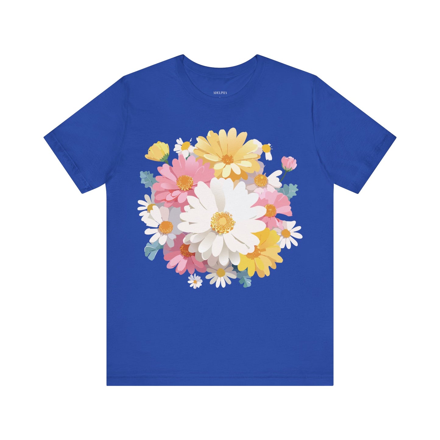 Natural Cotton Tee Shirt with Flowers