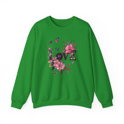 Unisex Floral Love Sweatshirt Fifty Fifty Cotton Poly Valentines Day Gift