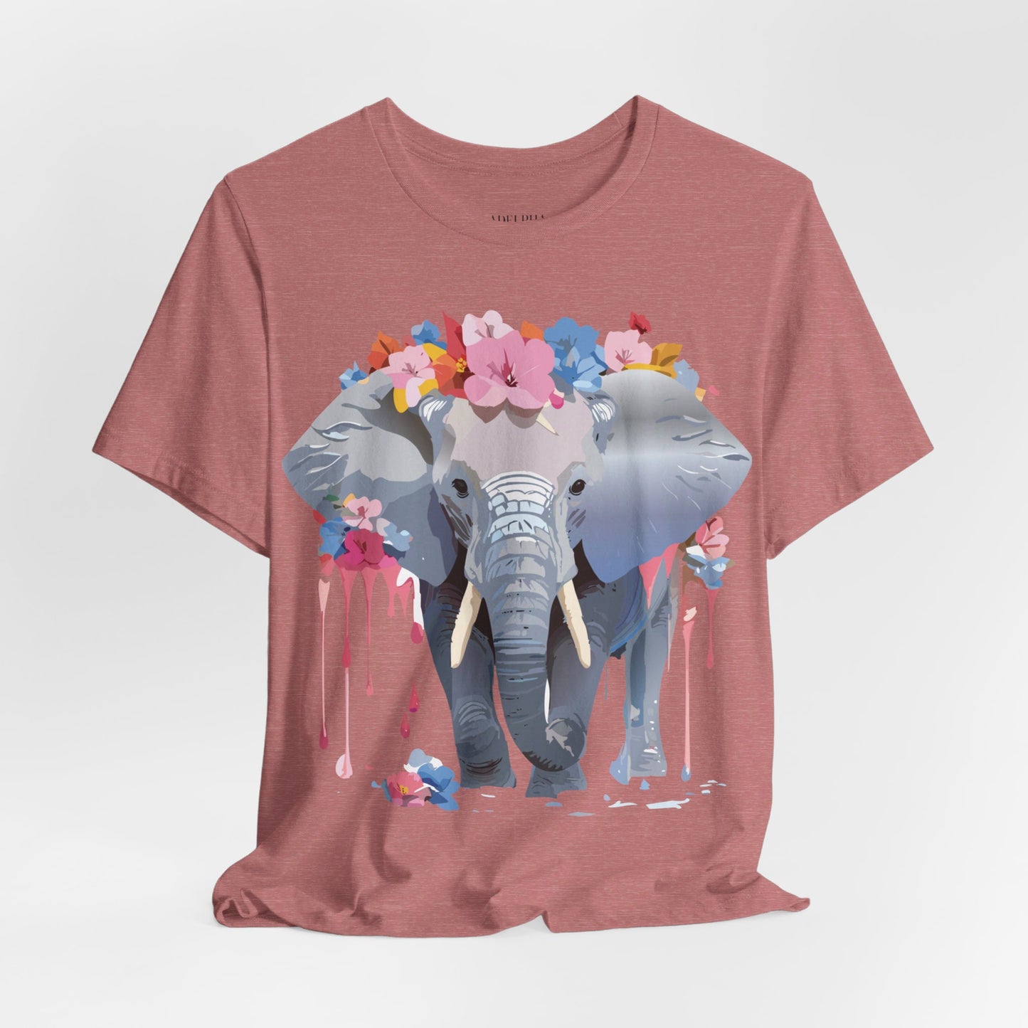 T-shirt en coton naturel avec motif éléphant