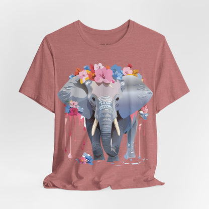 Natural Cotton Tee Shirt with Elephant Printify