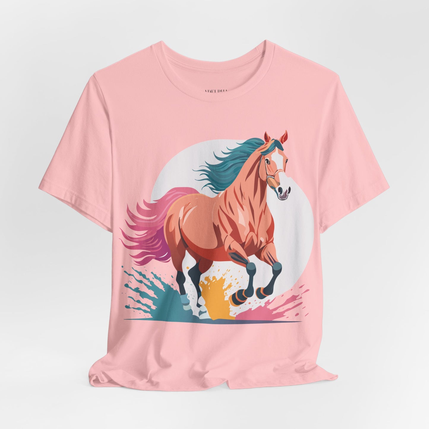 Natural Cotton Tee Shirt with Horse