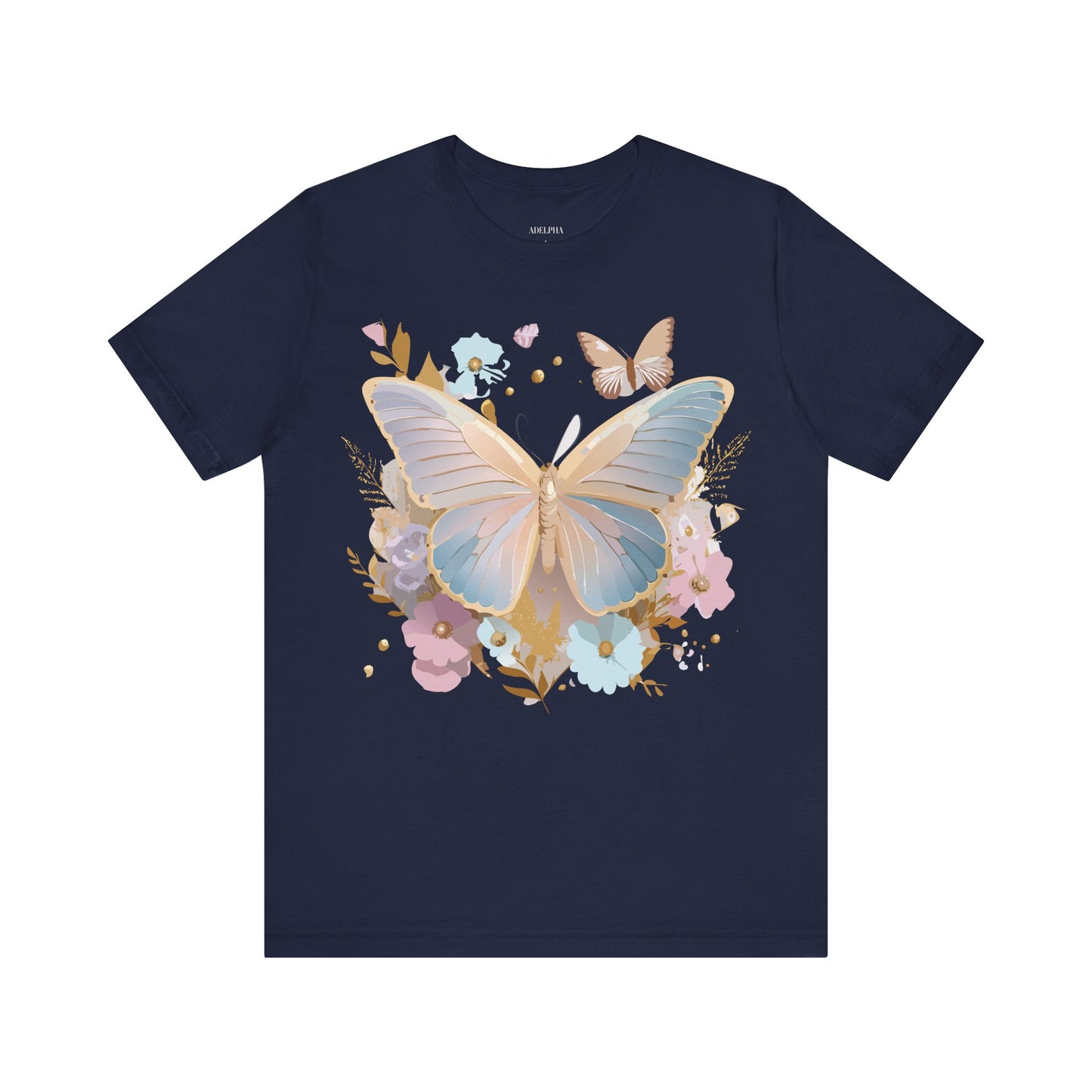 Natural Cotton Tee Shirt with Butterfly