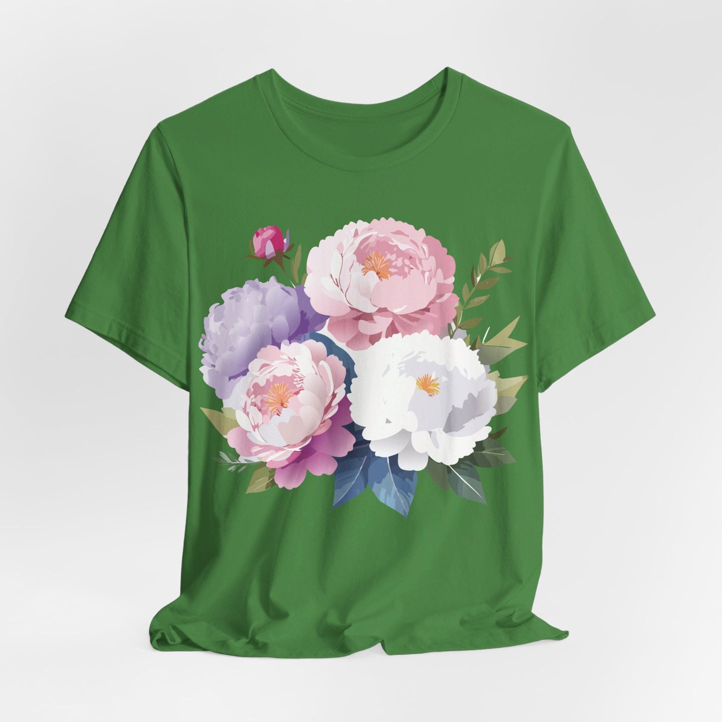 Natural Cotton Tee Shirt with Flowers