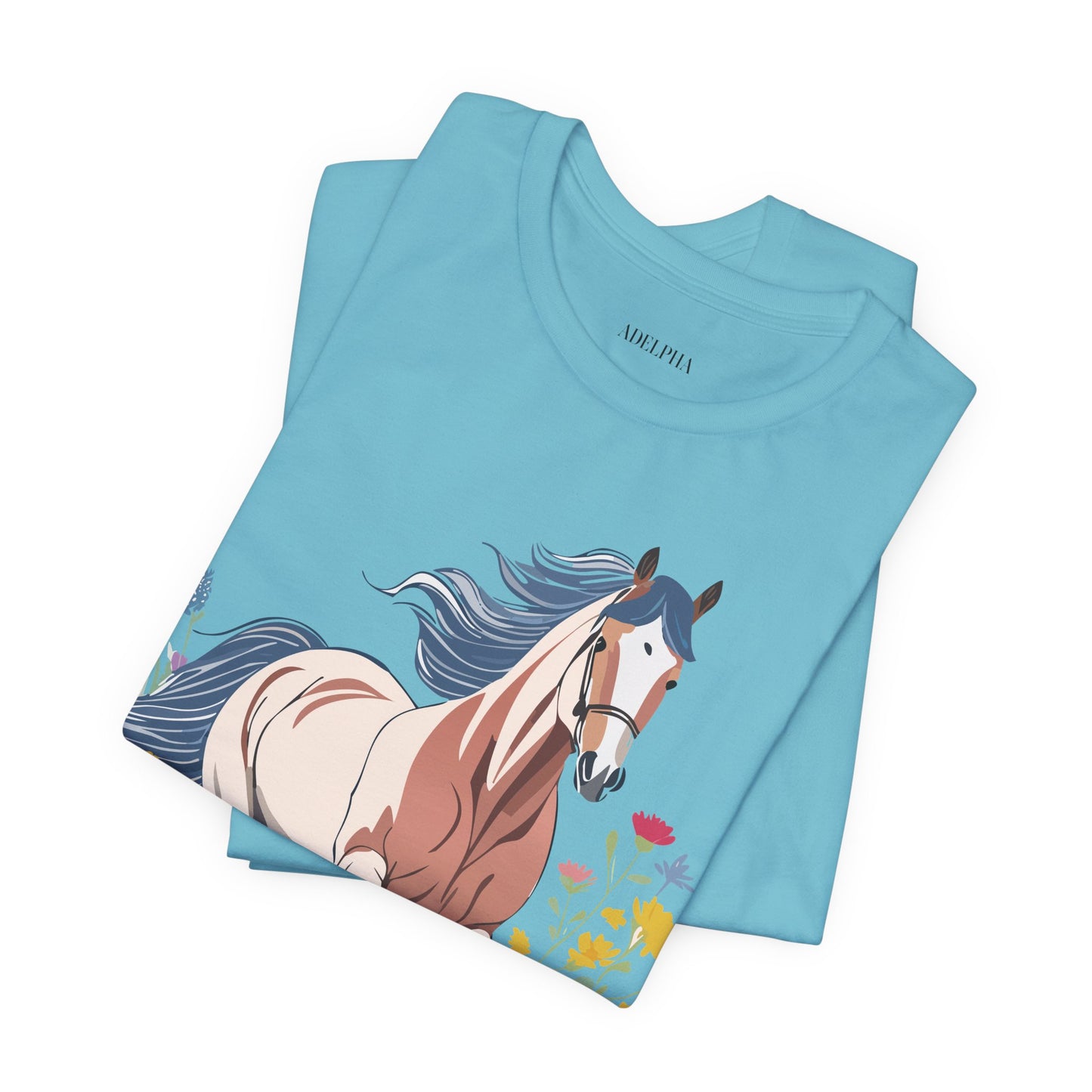 Natural Cotton Tee Shirt with Horse