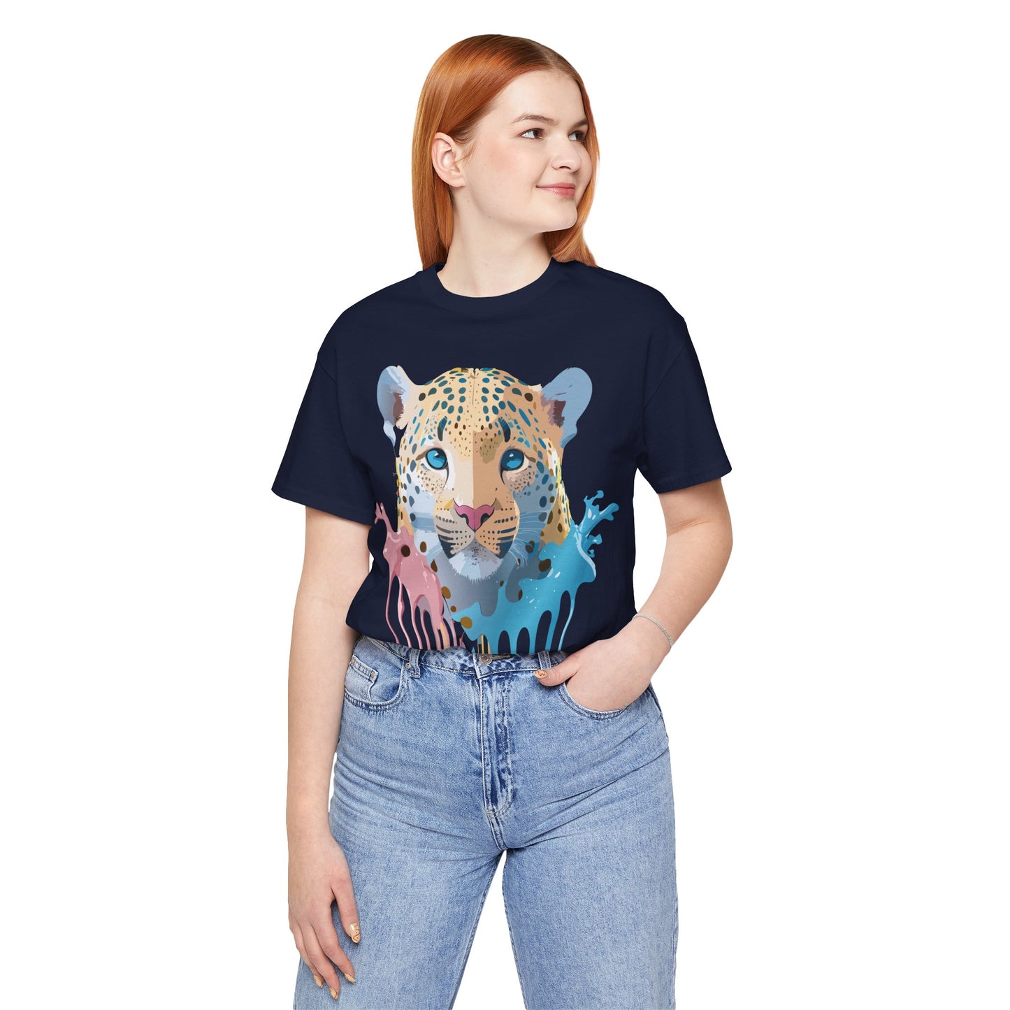 Natural Cotton Tee Shirt with Cheetah