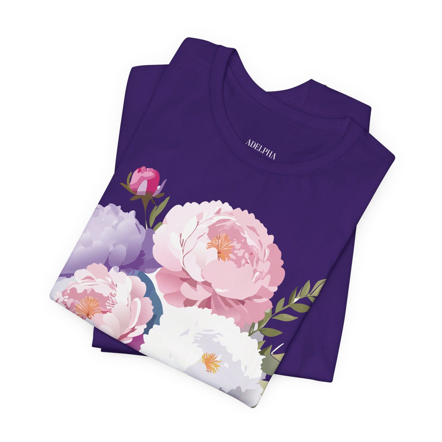 Natural Cotton Tee Shirt with Flowers