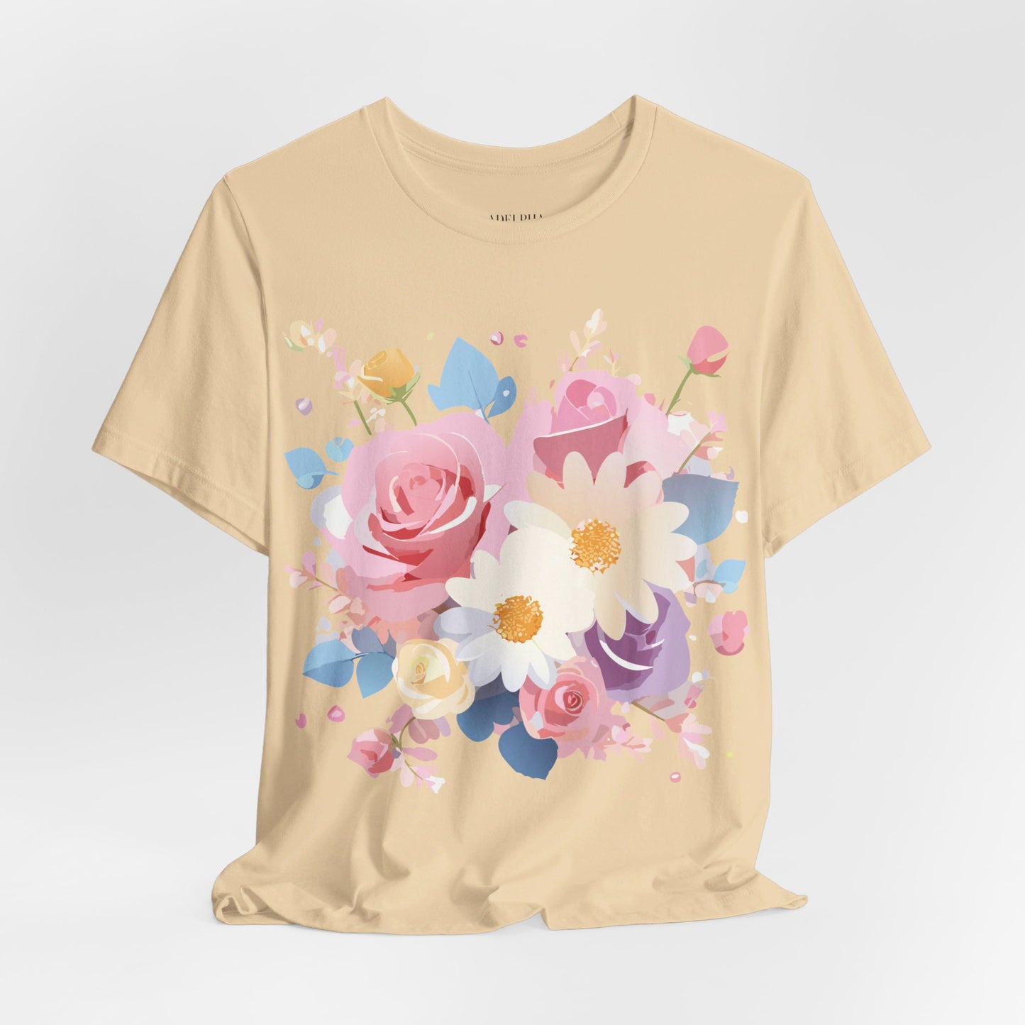 T-shirt en coton naturel avec fleurs