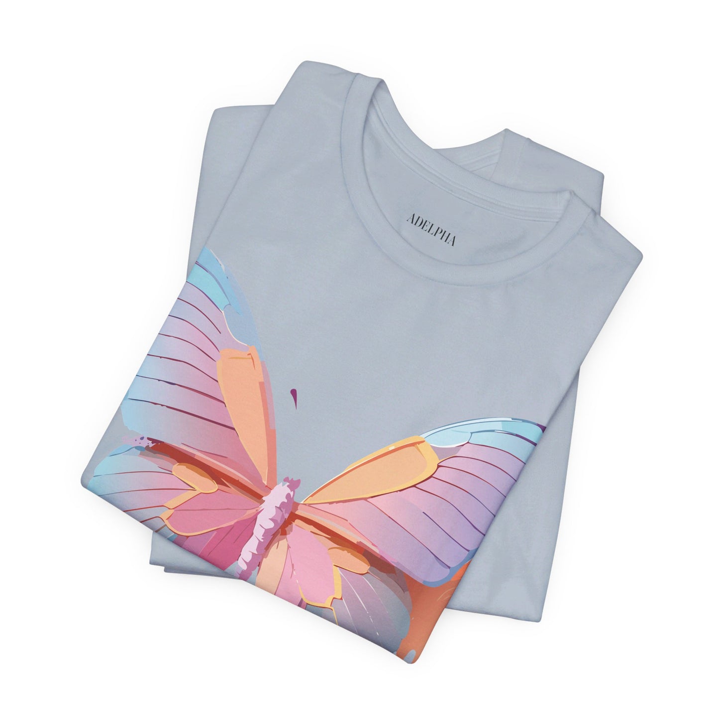 Natural Cotton Tee Shirt with Butterfly