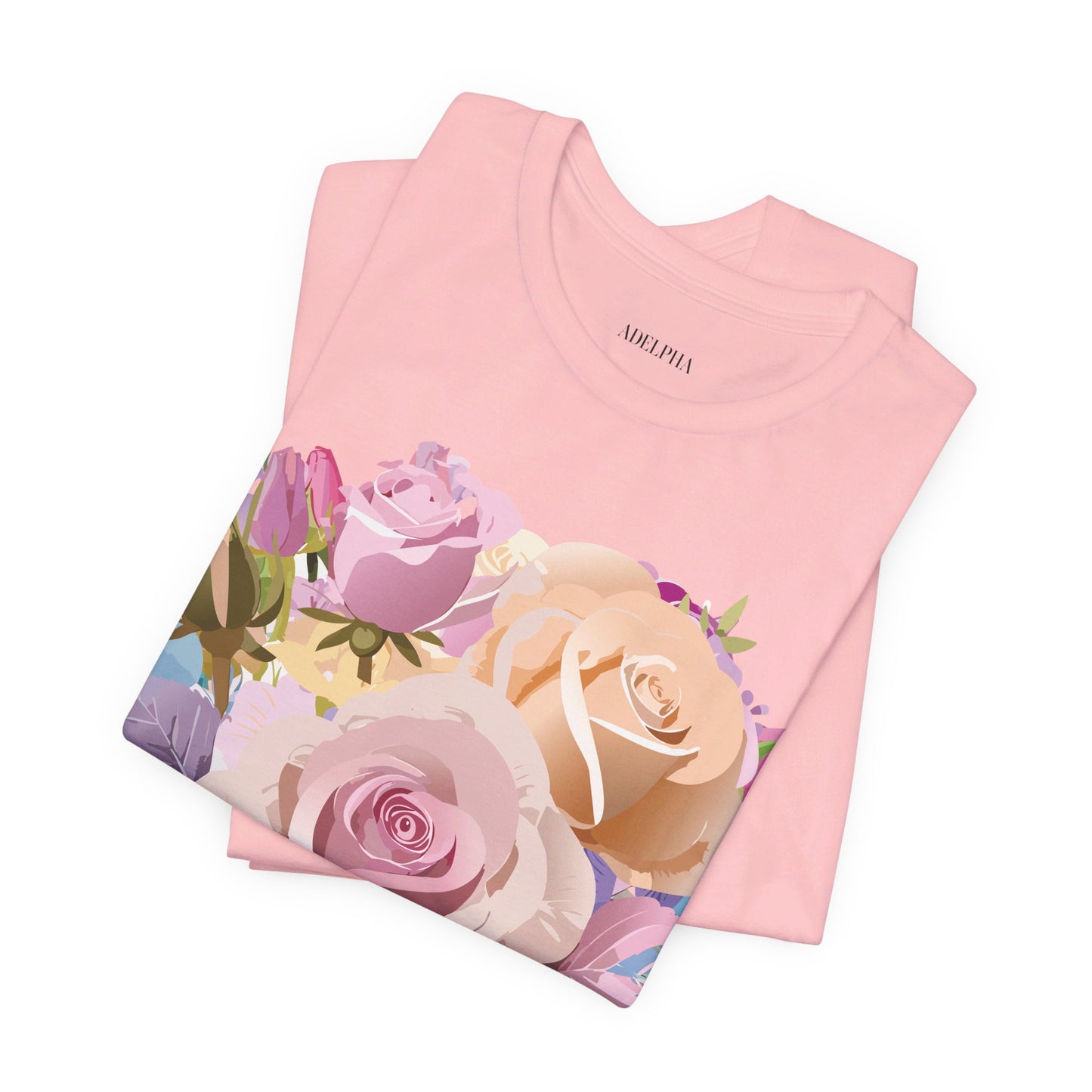 Natural Cotton Tee Shirt with Flowers