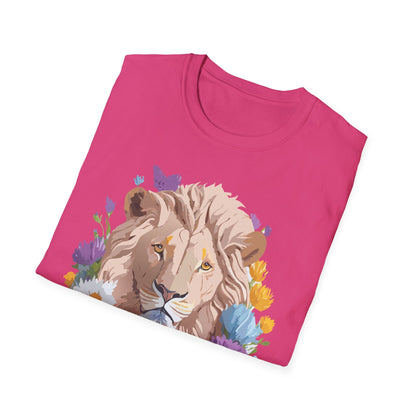 Lion Shirt Unisex Floral Lion Tee Gildan Softstyle 64000 Short Sleeve