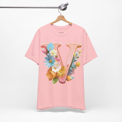 Natural Cotton Tee Shirt - Letters Collection - V Printify