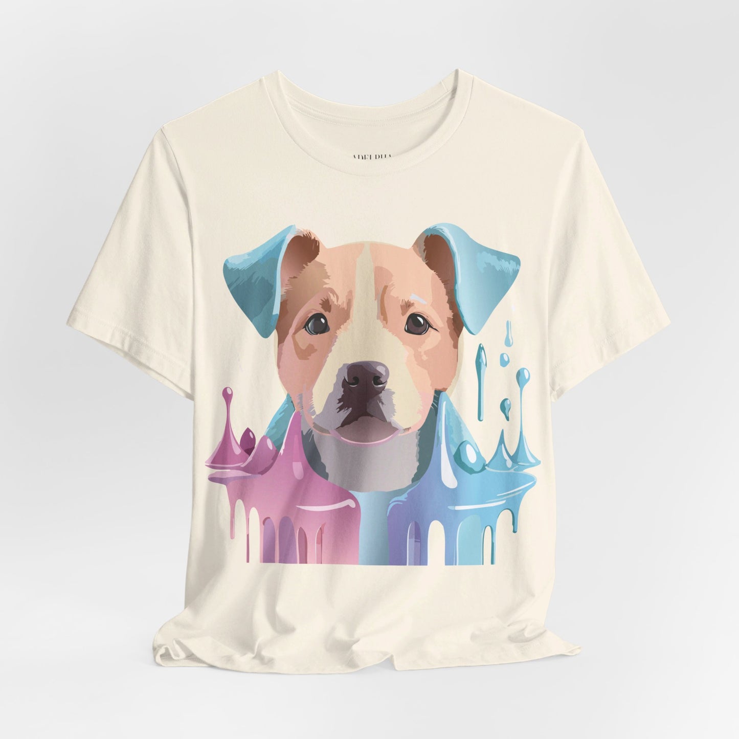 Natural Cotton Tee Shirt with Dog