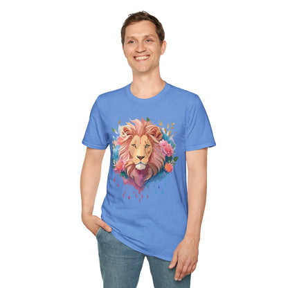 Lion Shirt Unisex Floral Lion Tee 100 Percent Cotton Softstyle Gildan 64000