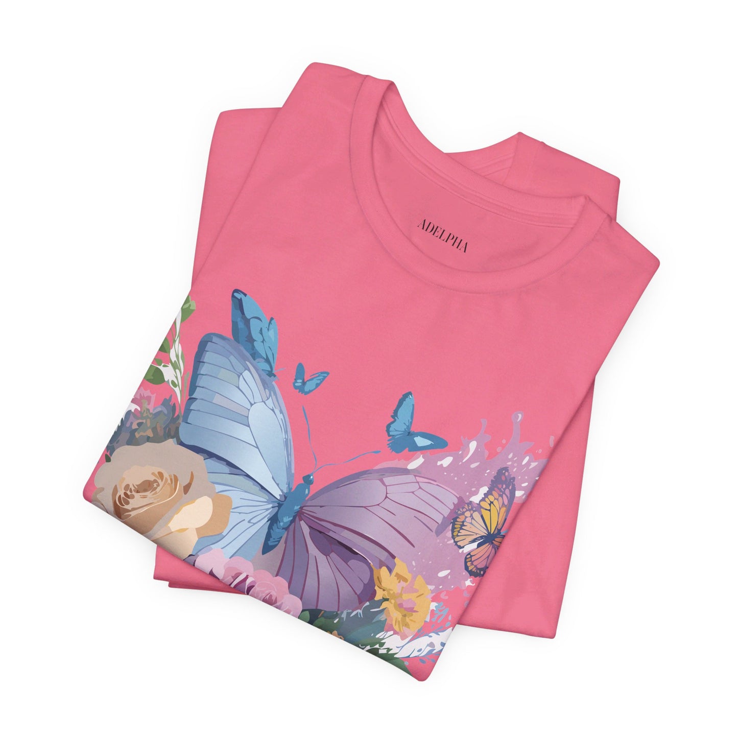 Natural Cotton Tee Shirt with Butterfly