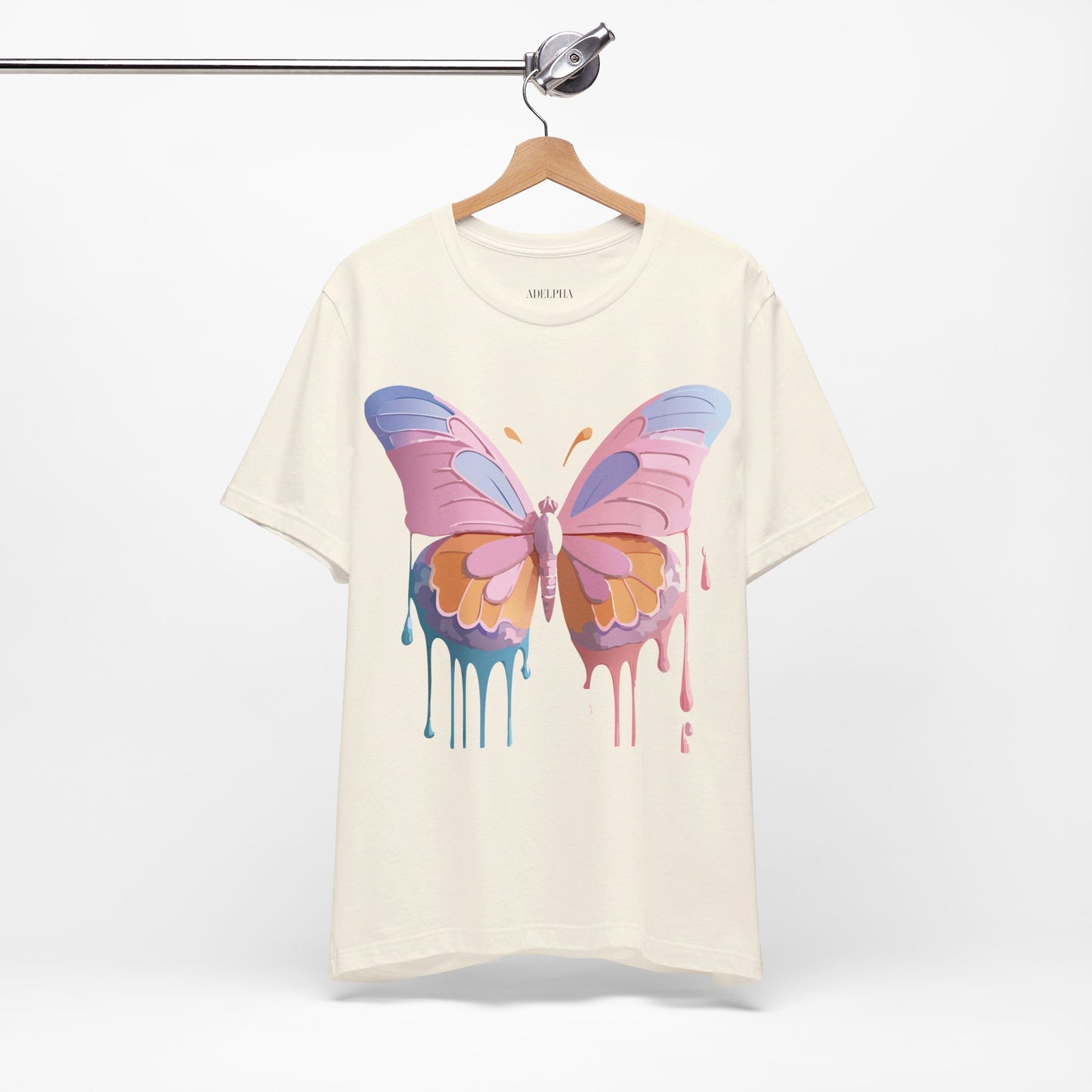 Natural Cotton Tee Shirt with Butterfly