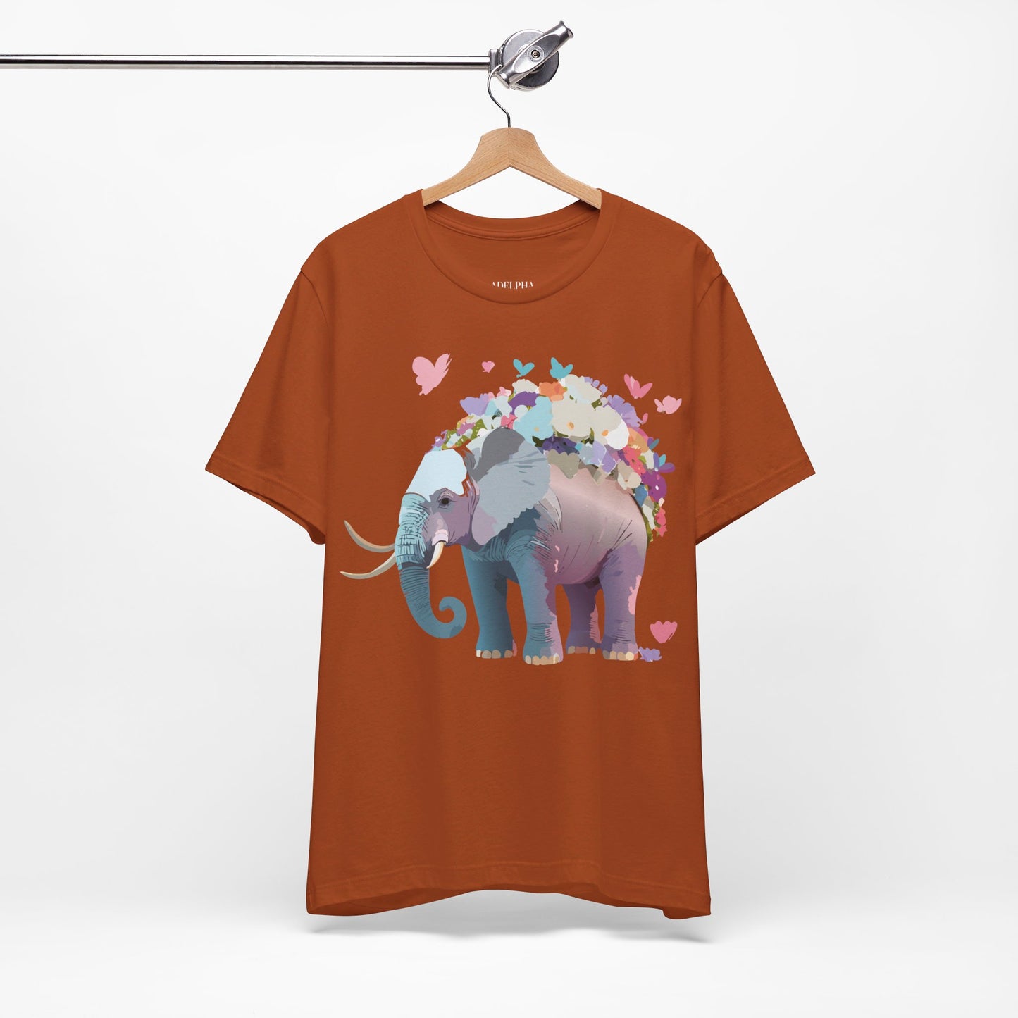 T-shirt en coton naturel avec motif éléphant