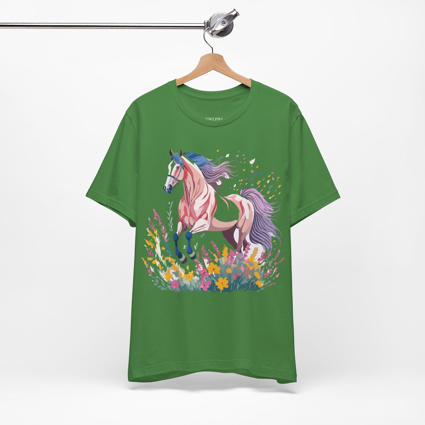 Natural Cotton Tee Shirt with Horse