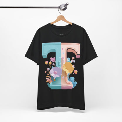 Natural Cotton Tee Shirt - Letters Collection - T Printify