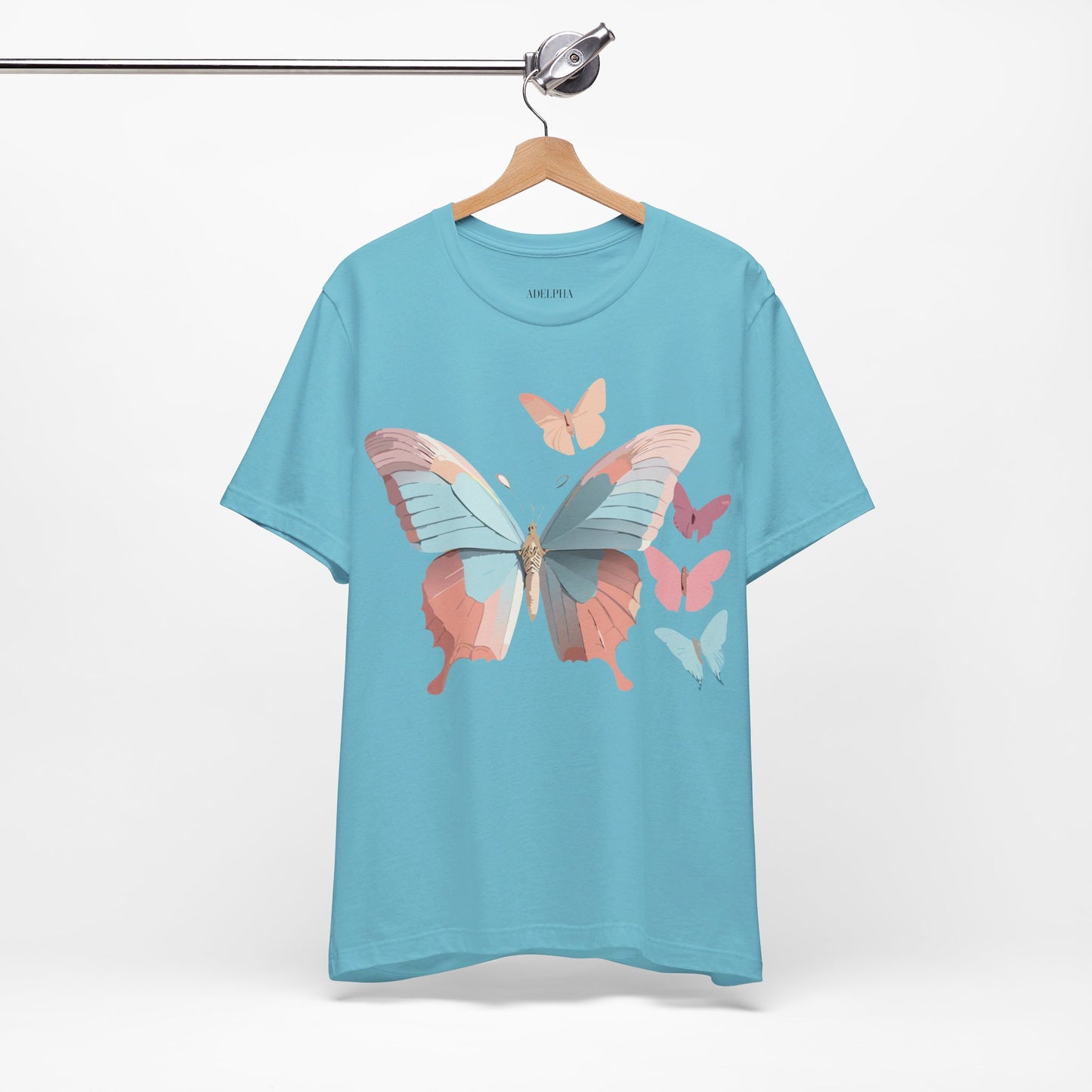 Natural Cotton Tee Shirt with Butterfly