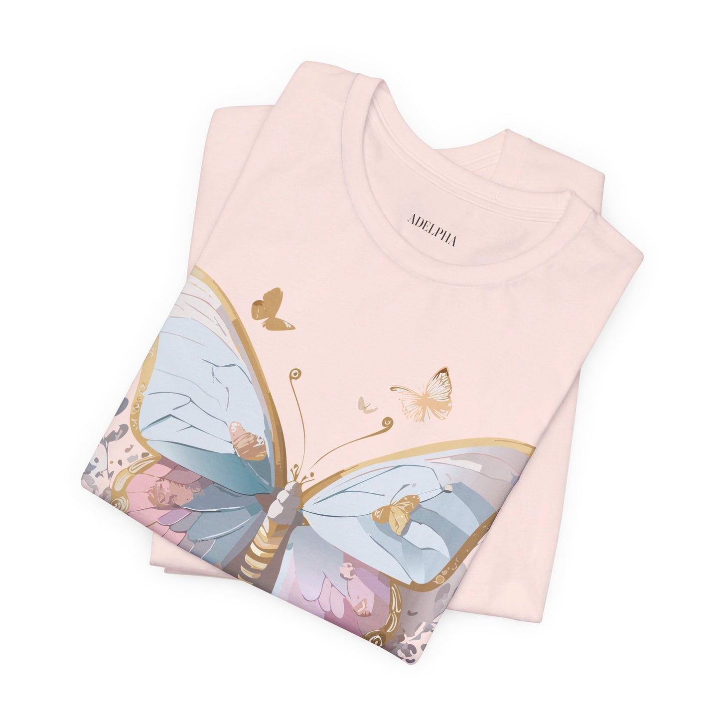 Natural Cotton Tee Shirt with Butterfly